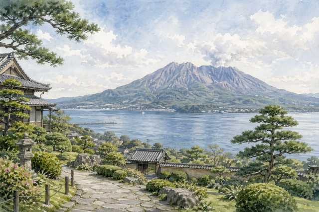 sakurajima-garden-view